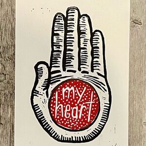 Hand Print Art with Red Heart